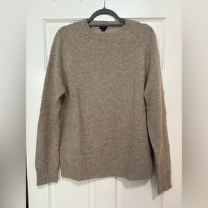 J. Crew Brown Crew Neck Sweater with Ribbed Cuffs